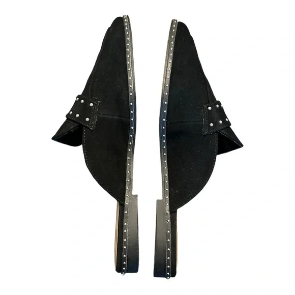 Aldo Stud Keeper Mules Womens Size 6 Slip on Slide Loafer Black Suede Flat - Picture 5 of 9